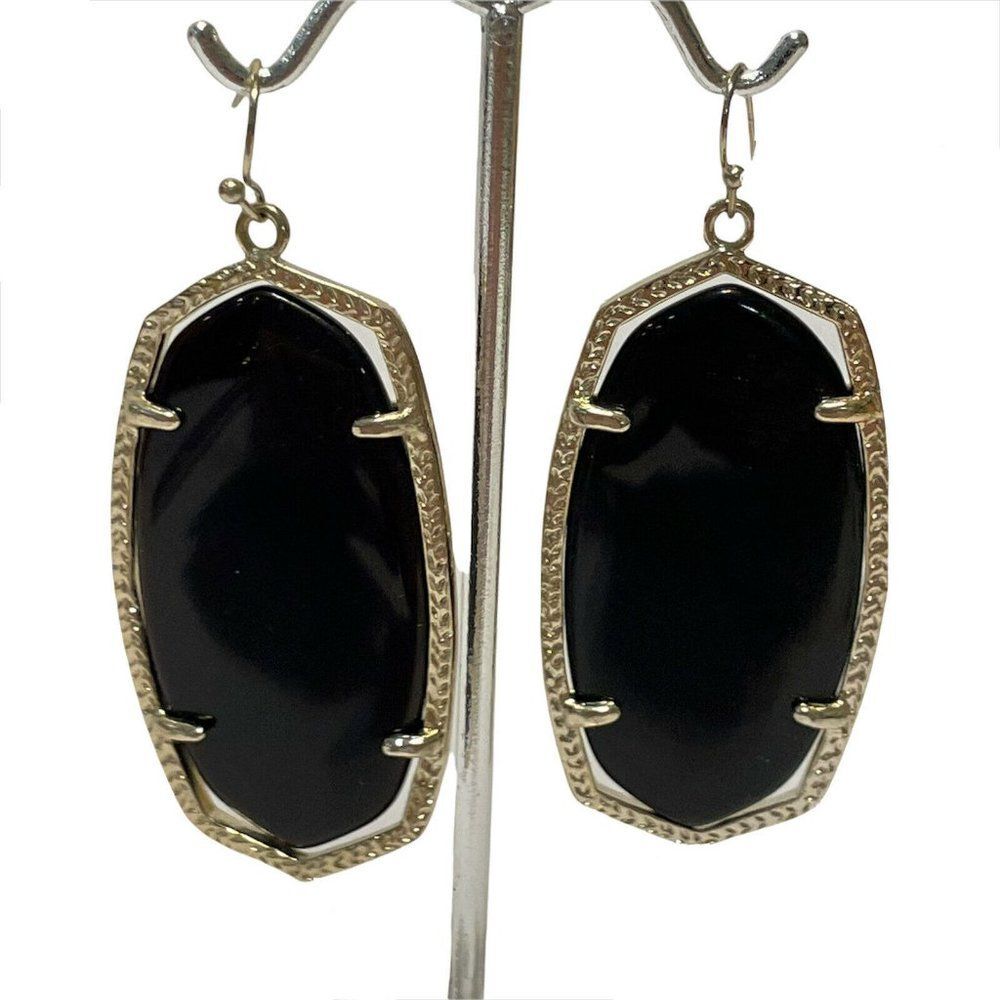 kendra scott elle gold tone Dangle earrings black